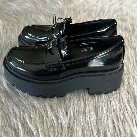 Madden NYC Platform Lug Penny Loafers Womens Size 6 Black Slip On Shoes Loafer - Picture 6 of 7
